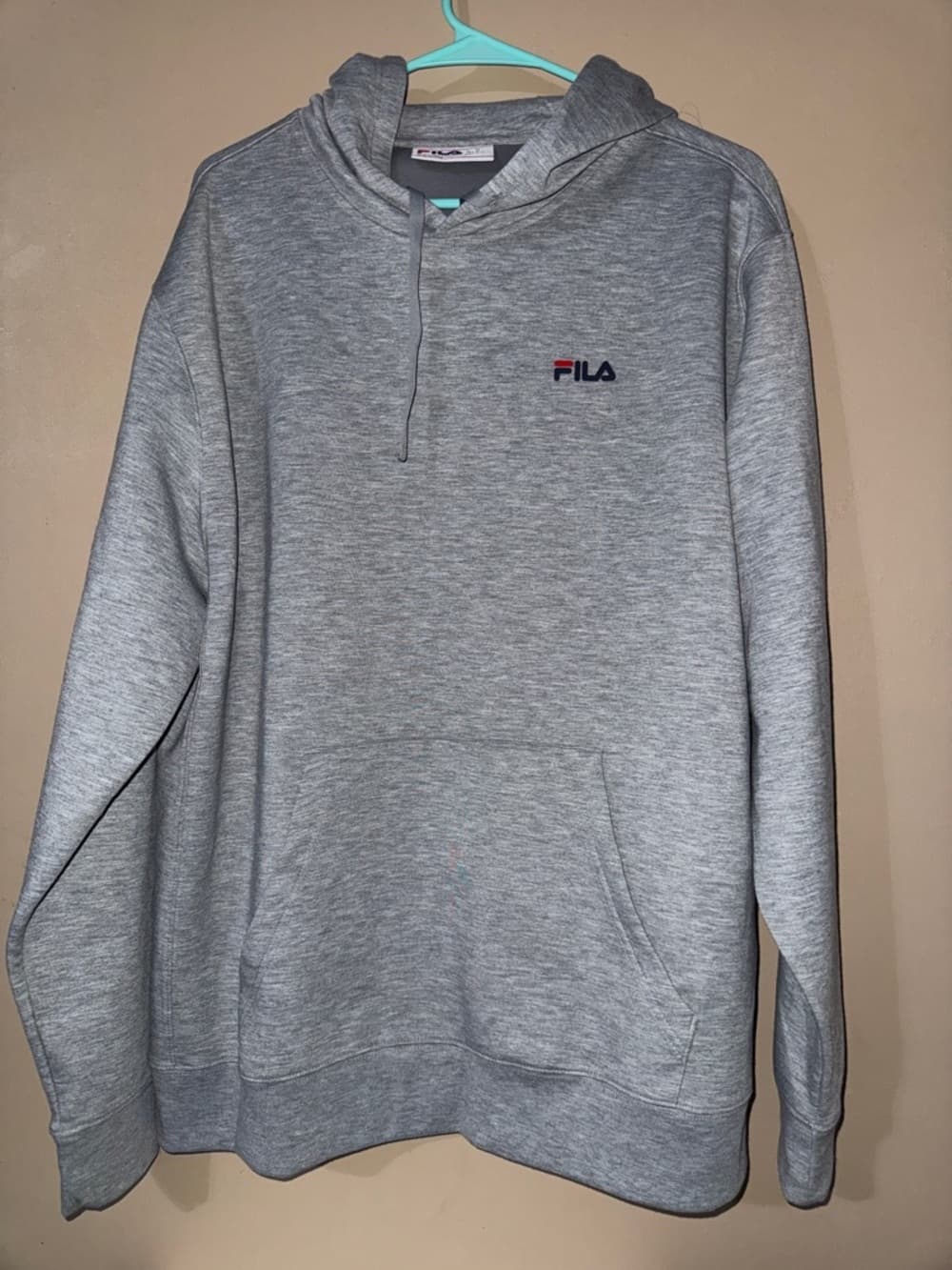 FILA Heather Gray Pullover Hoodie with Small Logo