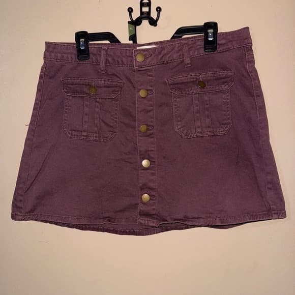 Altar'd State Purple Cargo Mini Skirt Womens Medium Y2K Utility Button Front