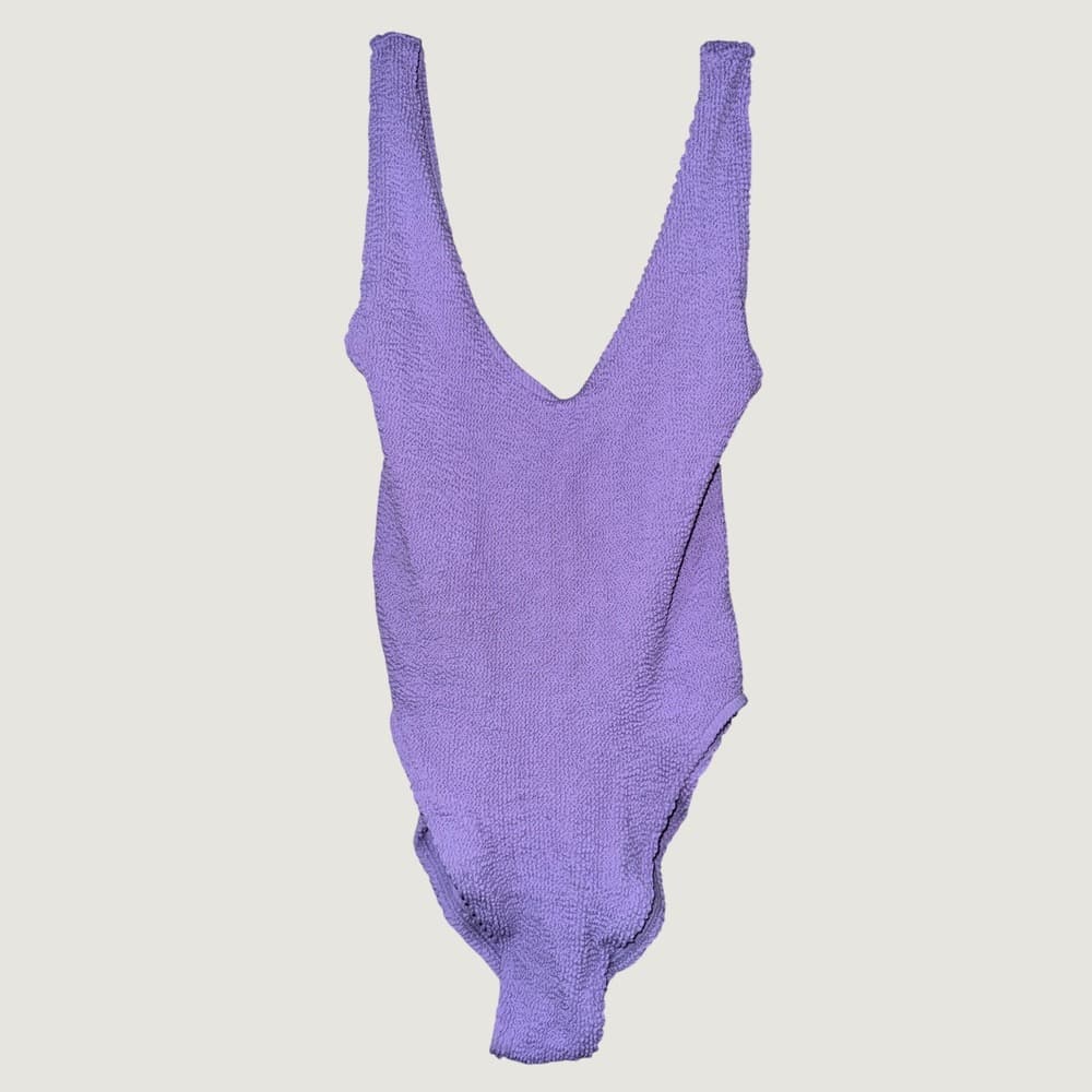 Love and Bikinis Lilac Purple Crinkle One Piece Swimsuit One Size NWT V-Neck