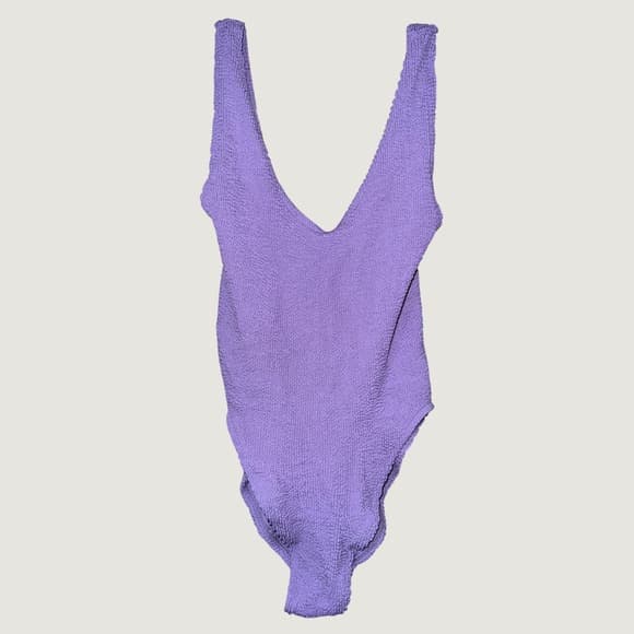 Love and Bikinis Lilac Purple Crinkle One Piece Swimsuit One Size NWT V-Neck