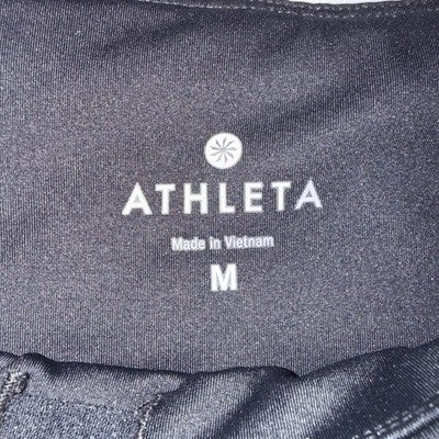 Athleta Floral Side Stripe Leggings Women's Medium Black Yoga Running 438834 — back