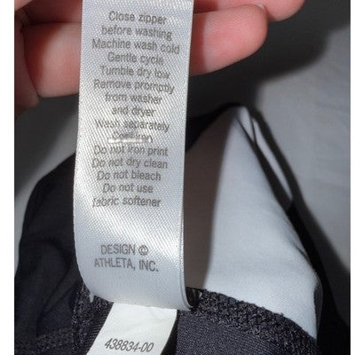 Athleta Floral Side Stripe Leggings Women's Medium Black Yoga Running 438834 — measurement