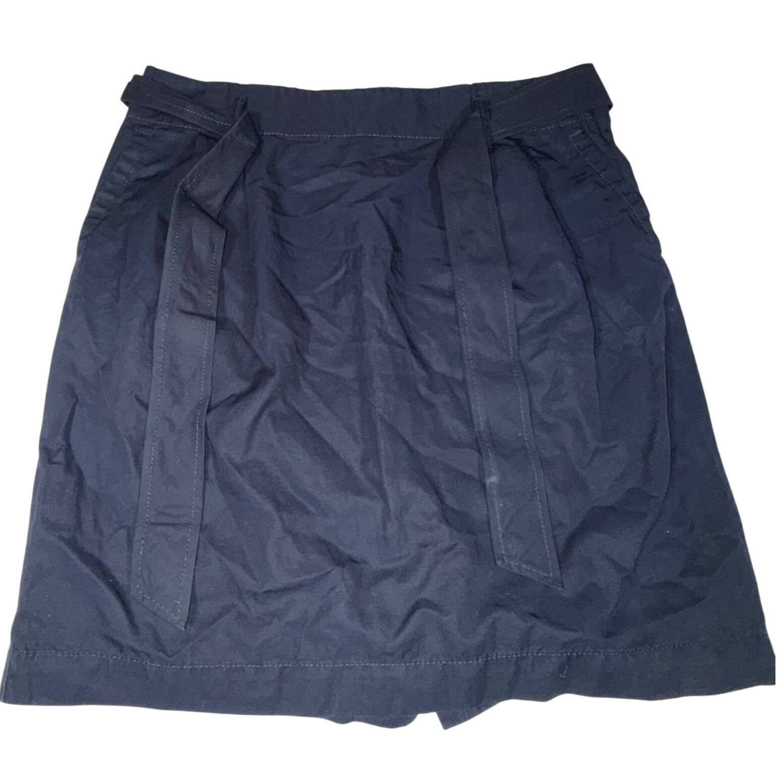 LOFT Womens Size 12 Navy Cotton Linen A-Line Knee Length Skirt NWT 85159617