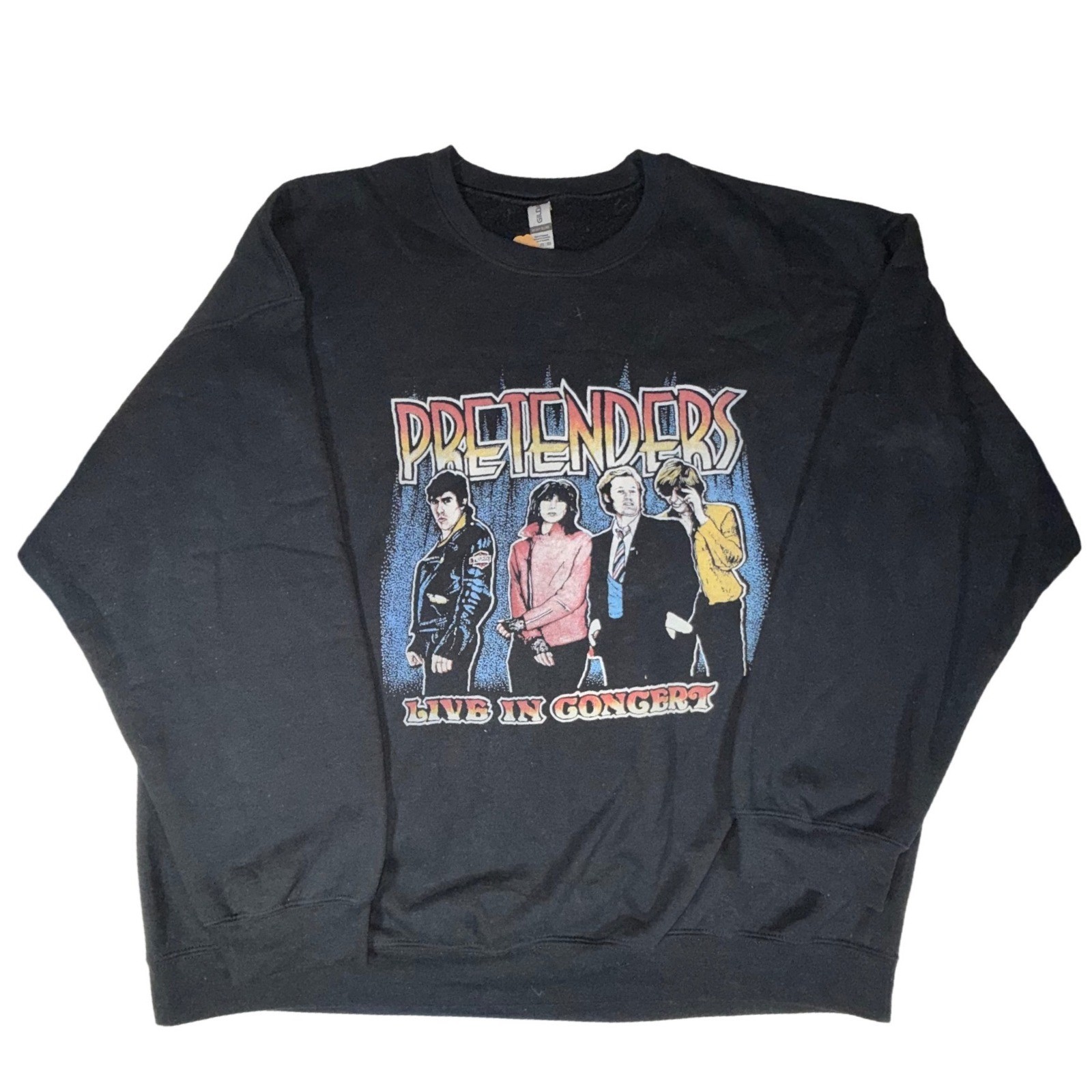 The Pretenders Live In Concert Sweatshirt Mens 2XL Black Gildan Heavy Blend