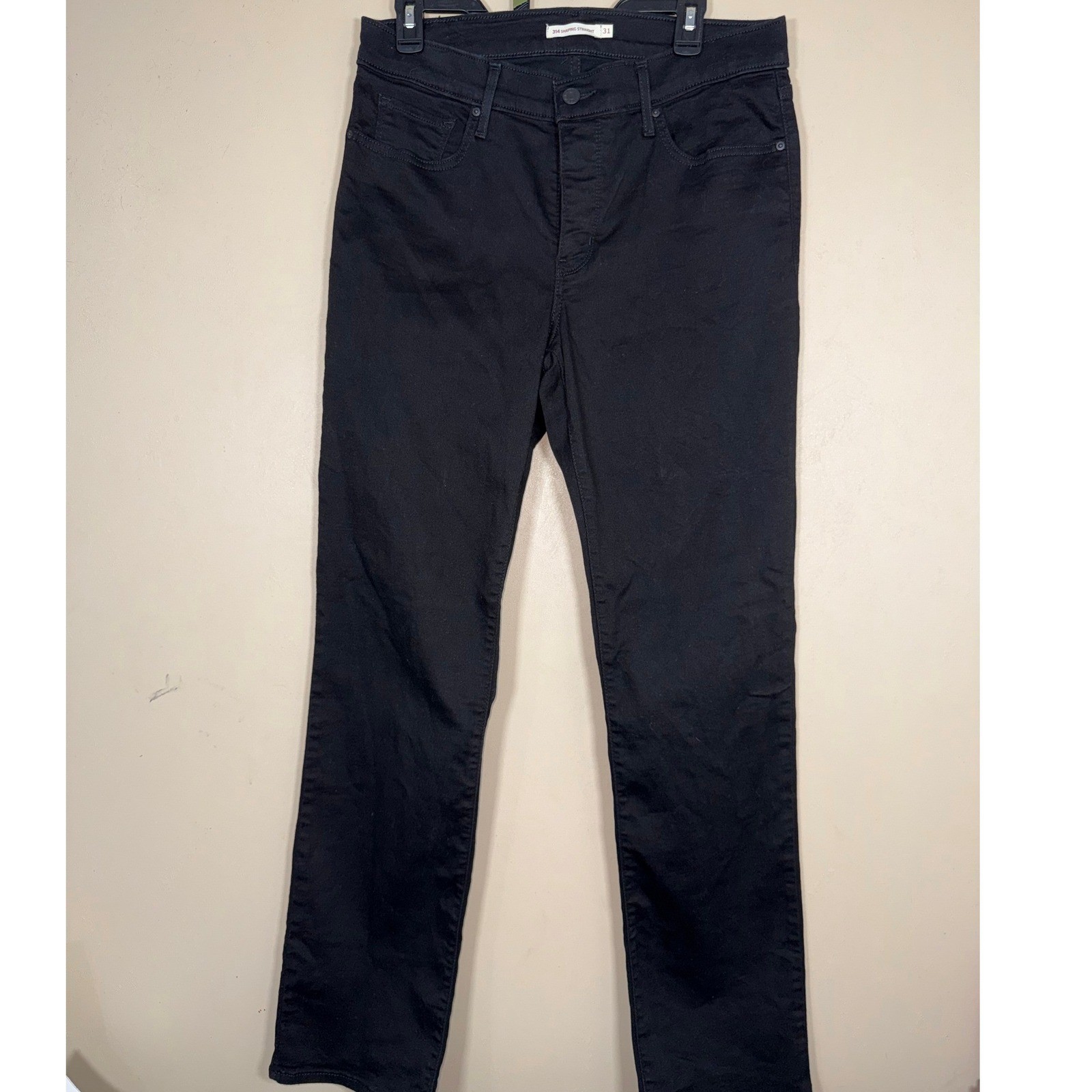 Levi's 314 Shaping Straight Jeans Womens 31x29.5 Black Stretch Mid Rise