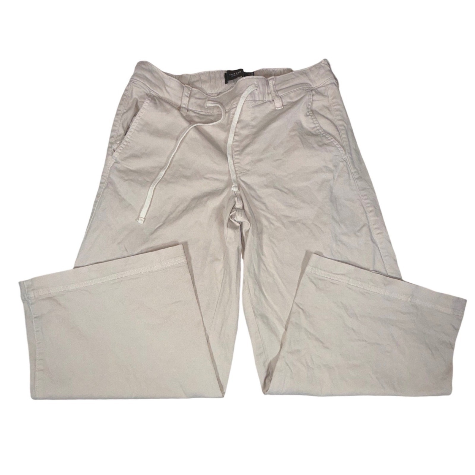 Torrid Feel the Fit Beige Drawstring Wide Leg Cropped Pants Size 00 US 10