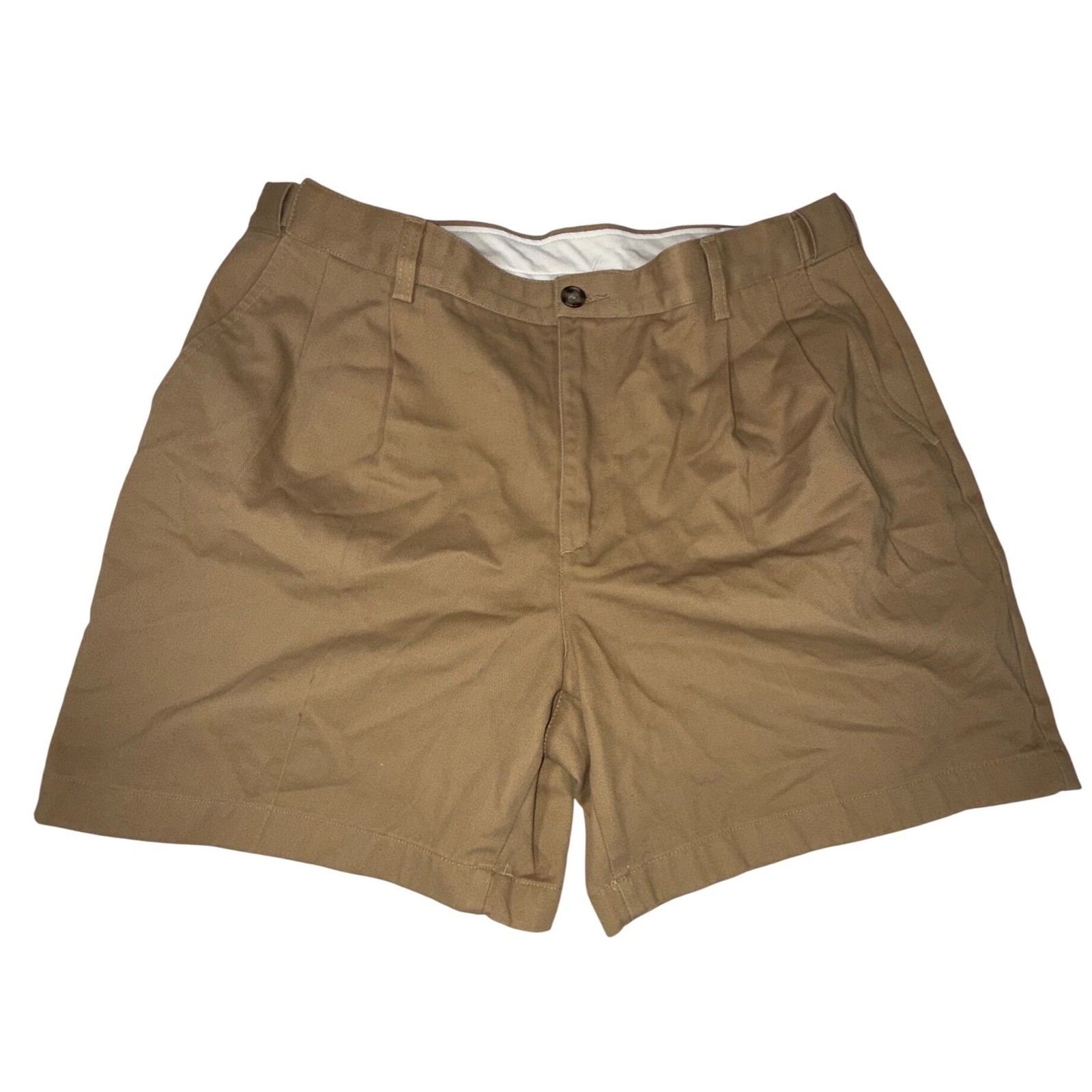L.L.Bean Double L Natural Fit Men's 34 Khaki Pleated Chino Shorts 5.5 Inseam
