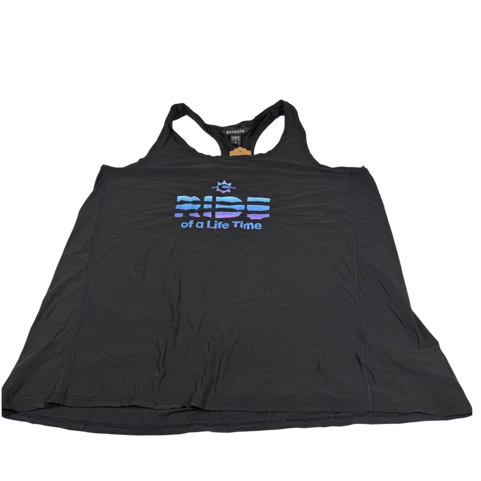 Athleta Women's L Black Ride of a Life Time Graphic Racerback Athletic Tank Top