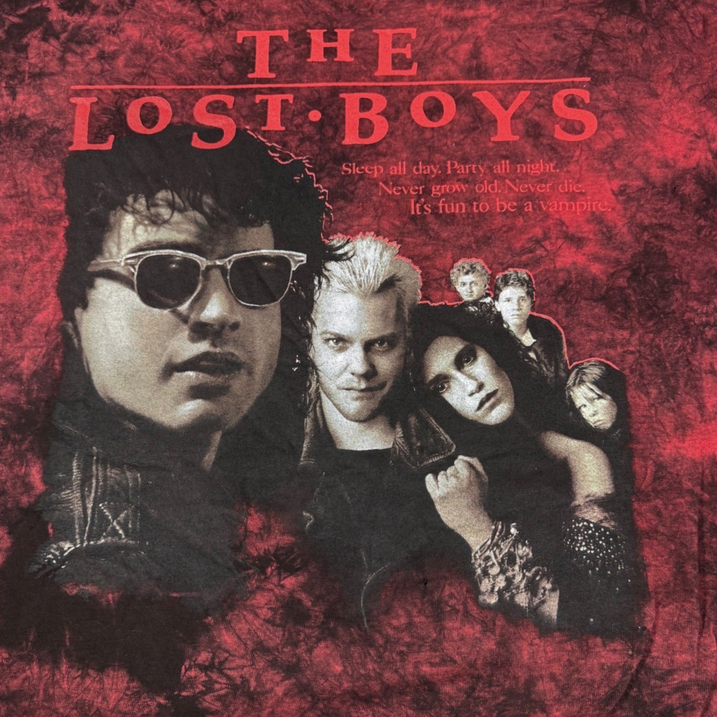 The Lost Boys Men's M Red Black Tie-Dye Movie Graphic T-Shirt 100% Cotton