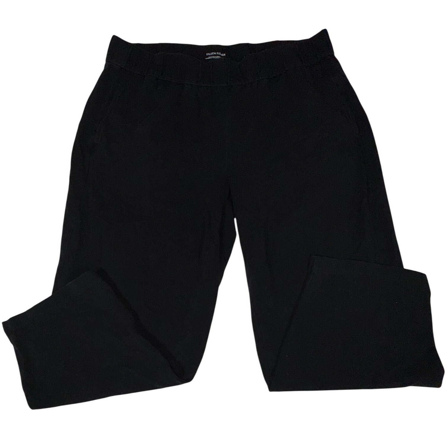 Eileen Fisher Women's M Black 90% Organic Cotton Stretch Pull-On Cropped Pants