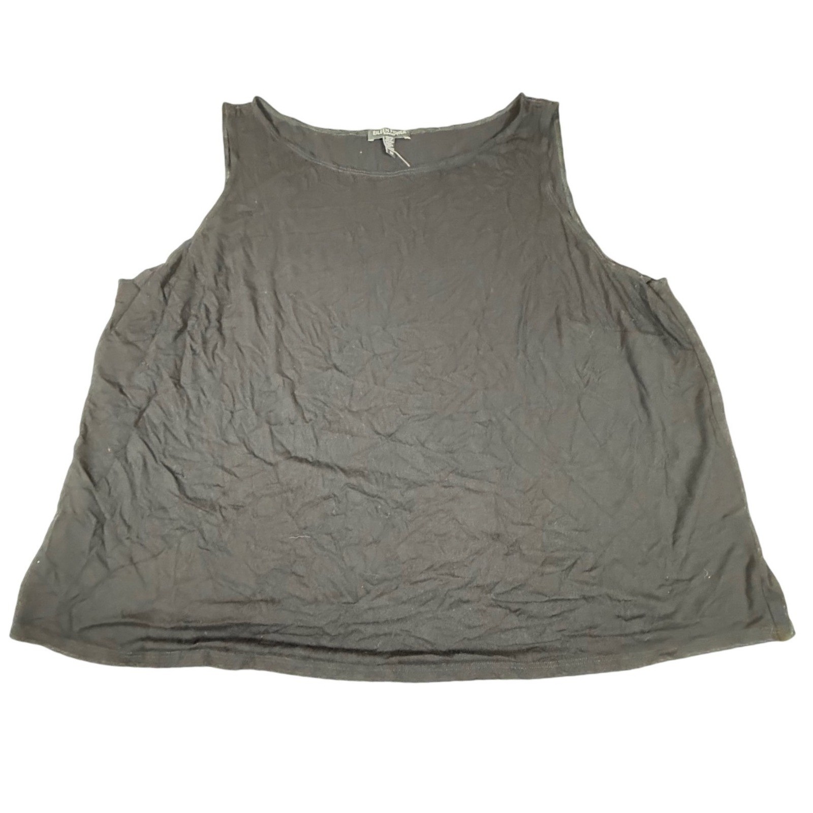 Eileen Fisher Woman Women's 3X Black Scoop Neck Boxy Tank Top Made USA