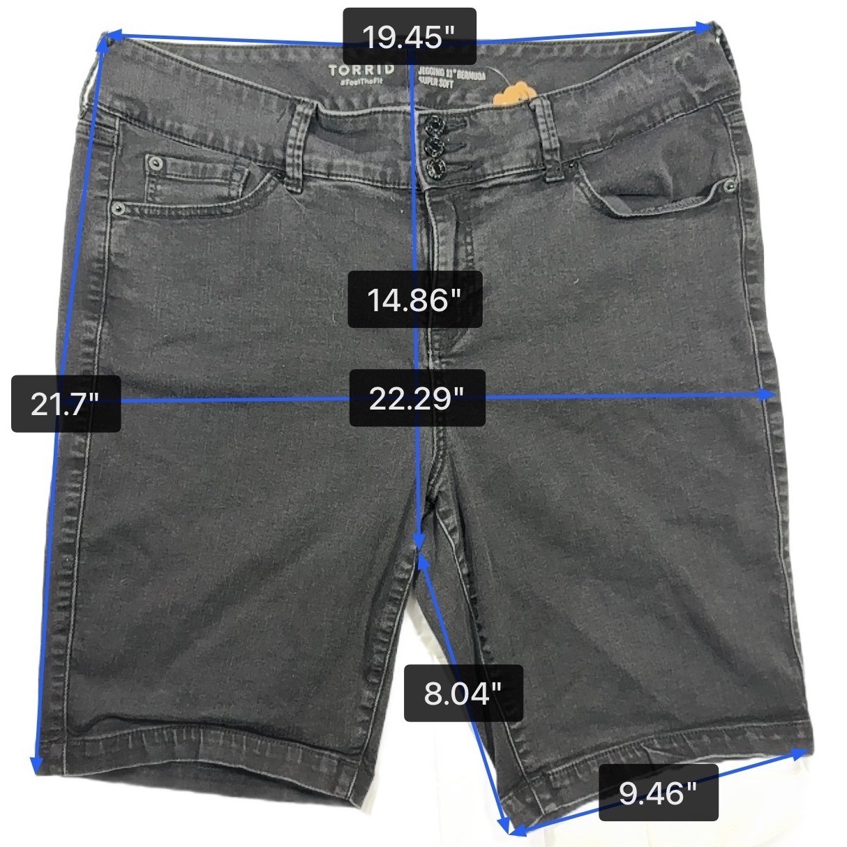 Torrid Super Soft Jegging 11 Bermuda Shorts Womens 20 Black Denim Plus