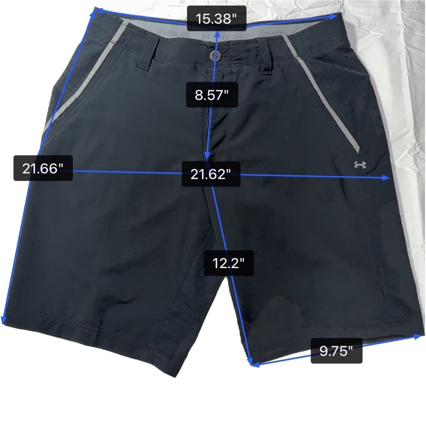 Under Armour Mens Golf Shorts 34 Black Stretch Flat Front 12.2in Inseam