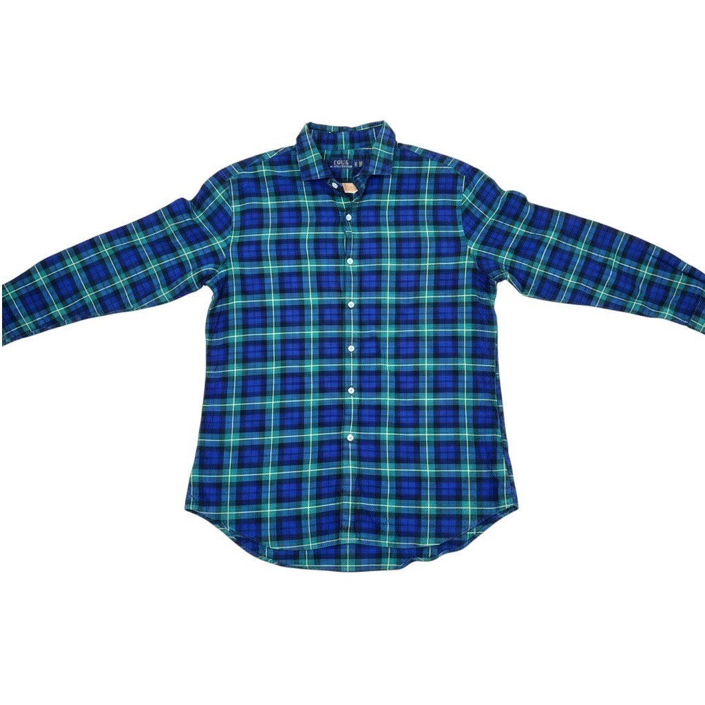 Polo Ralph Lauren Men's XL Blue Green Plaid Cotton Flannel Button-Down Shirt