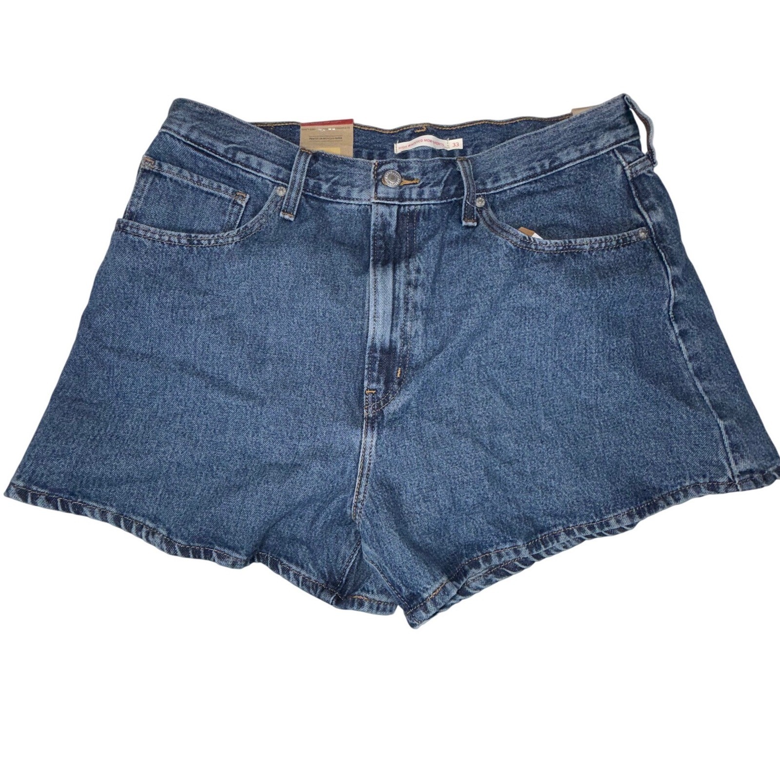 NWT Levi's Women's 33 High Waisted Mom Medium Wash Denim Shorts A1965-0045