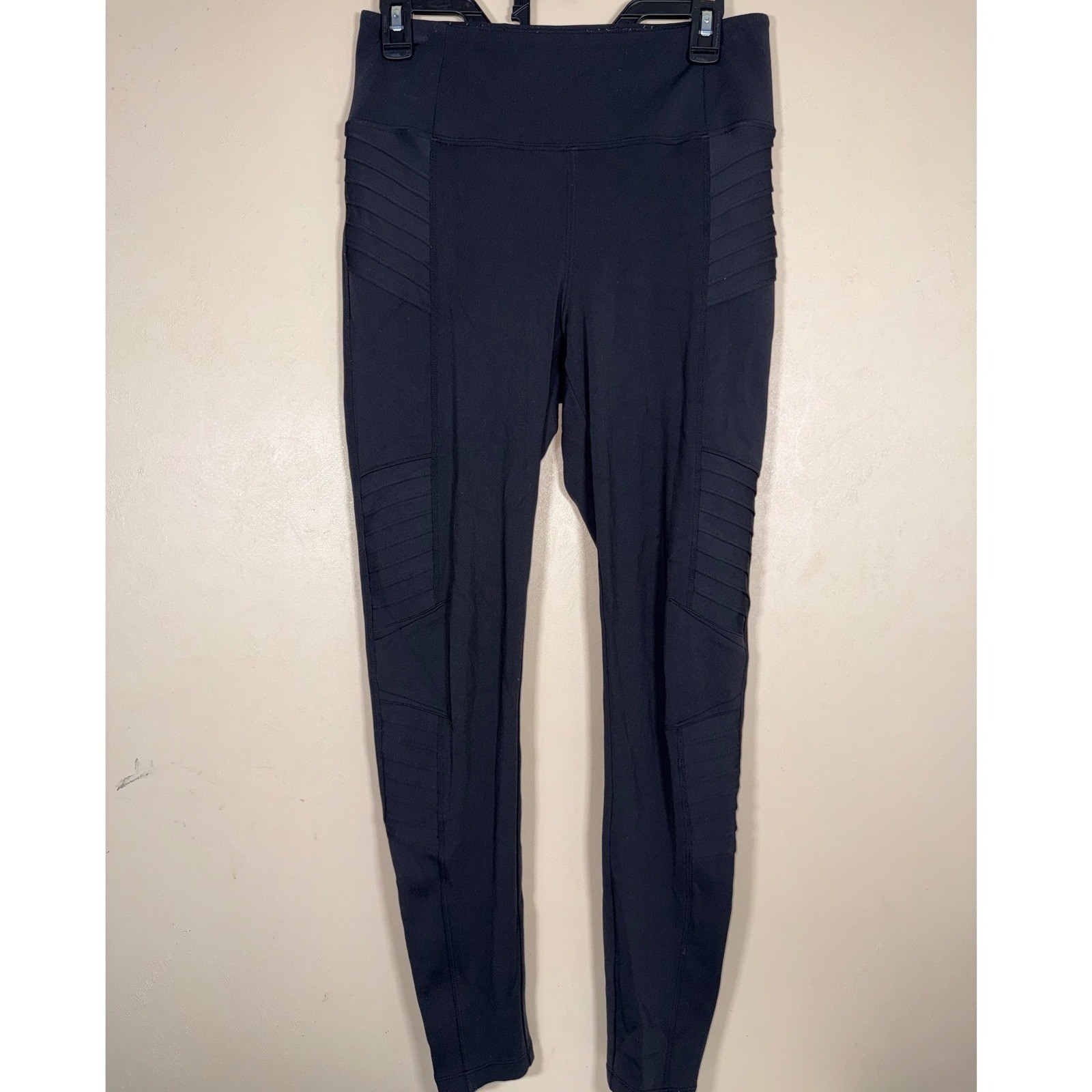 Athleta Delancey Moto Tight Womens S Black High Rise Leggings Zip Pockets 598323