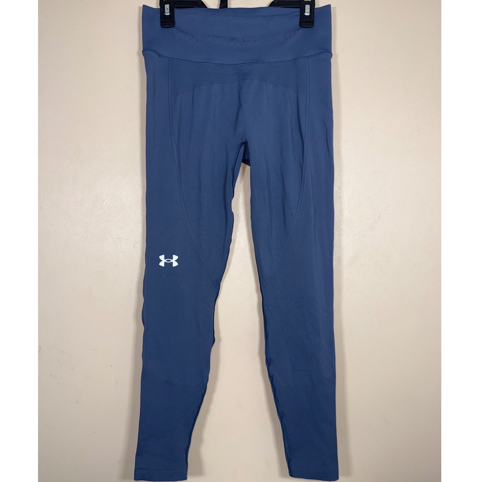 Under Armour Womens S Slate Blue High Rise Ankle Leggings Side Pocket Athletic