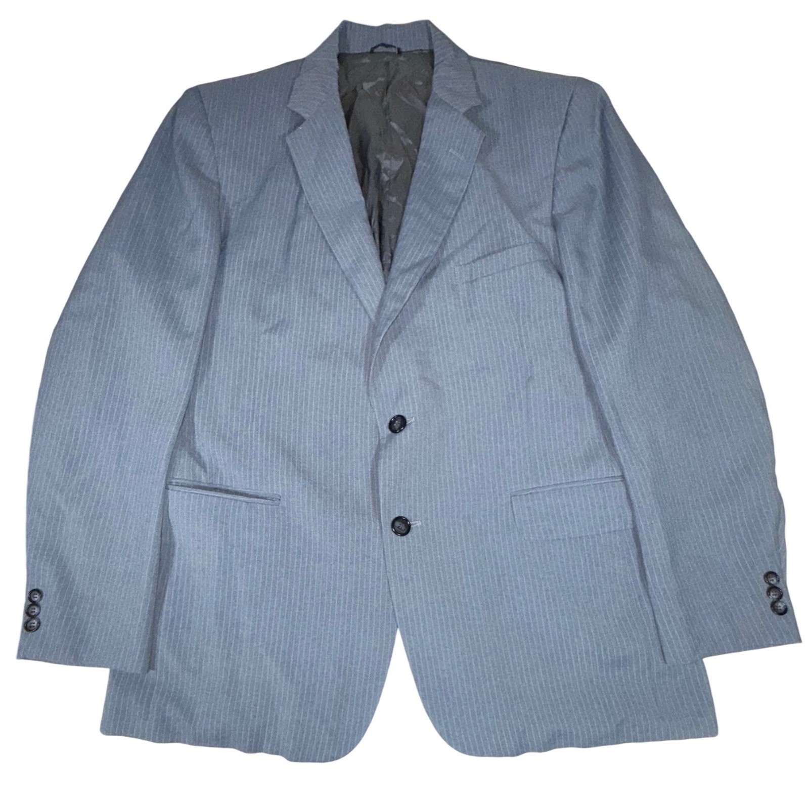 Richard Thomas Mens Blue Pinstripe Blazer Made USA Two Button No Size Tag
