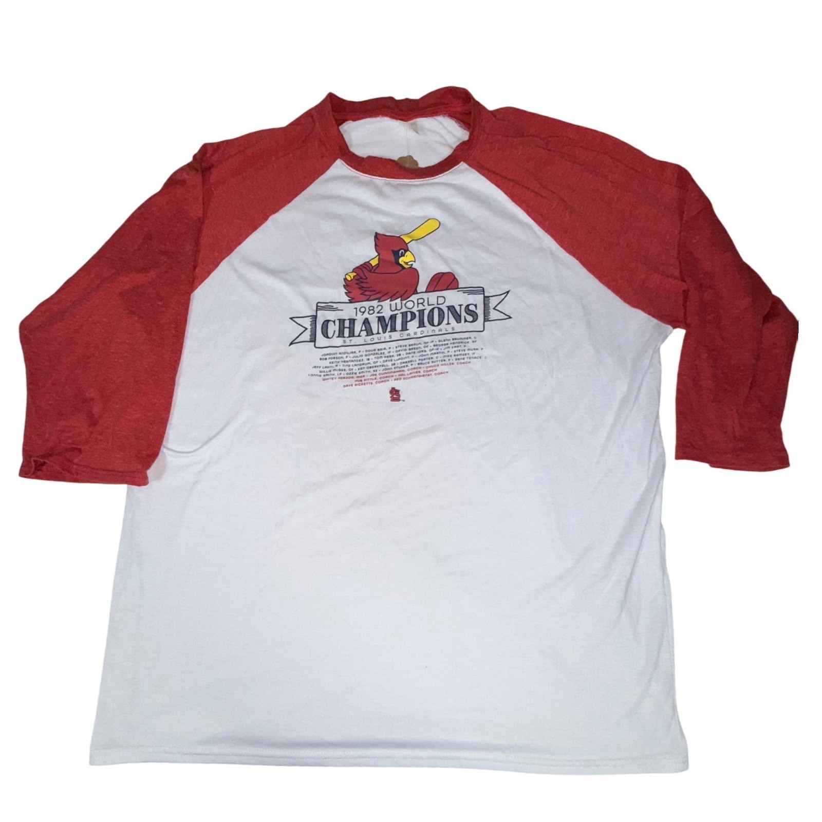 St Louis Cardinals 1982 World Champions Roster 2022 SGA Raglan Shirt XL MLB