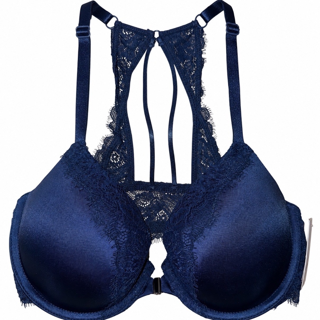 Auden The Radiant Lace Front-Close Racerback Push-Up Bra 32D Smart Blue NWT