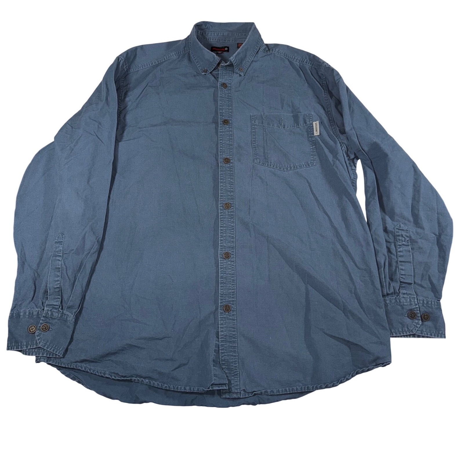 Wolverine Work Shirt Men's XL Blue 100% Cotton Long Sleeve Button-Down Pocket