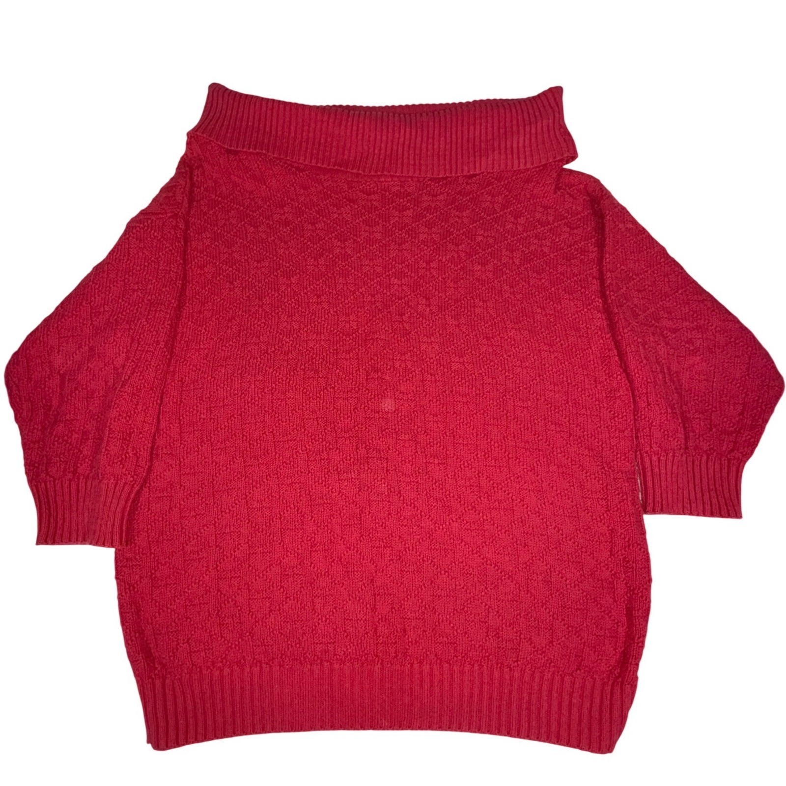 Forelli Sweater Women's 22/24 Red Cotton Off Shoulder USA Style 9001 Flaws