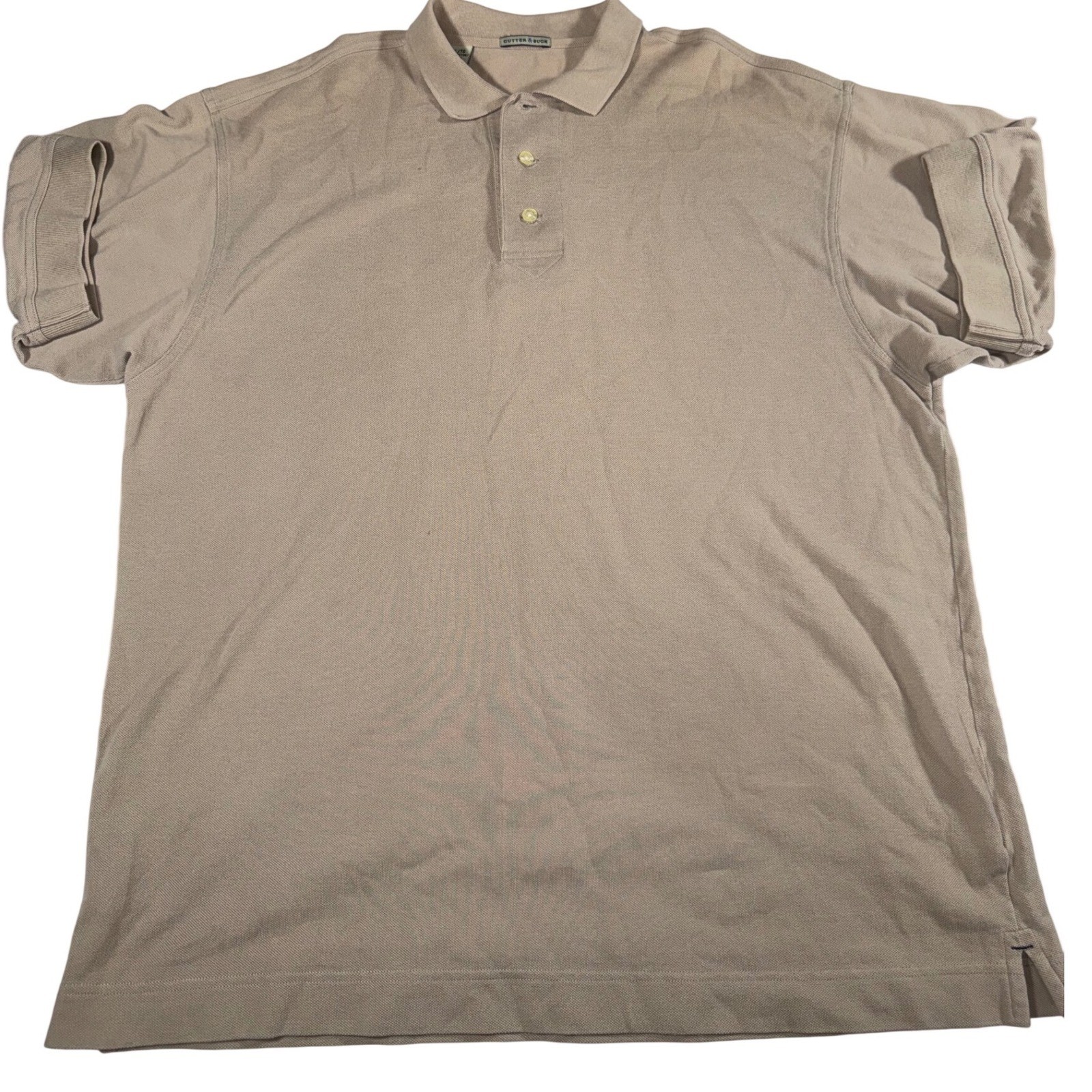 Cutter & Buck Men's XL Tan 100% Cotton Pique Polo Shirt 25" P2P Golf