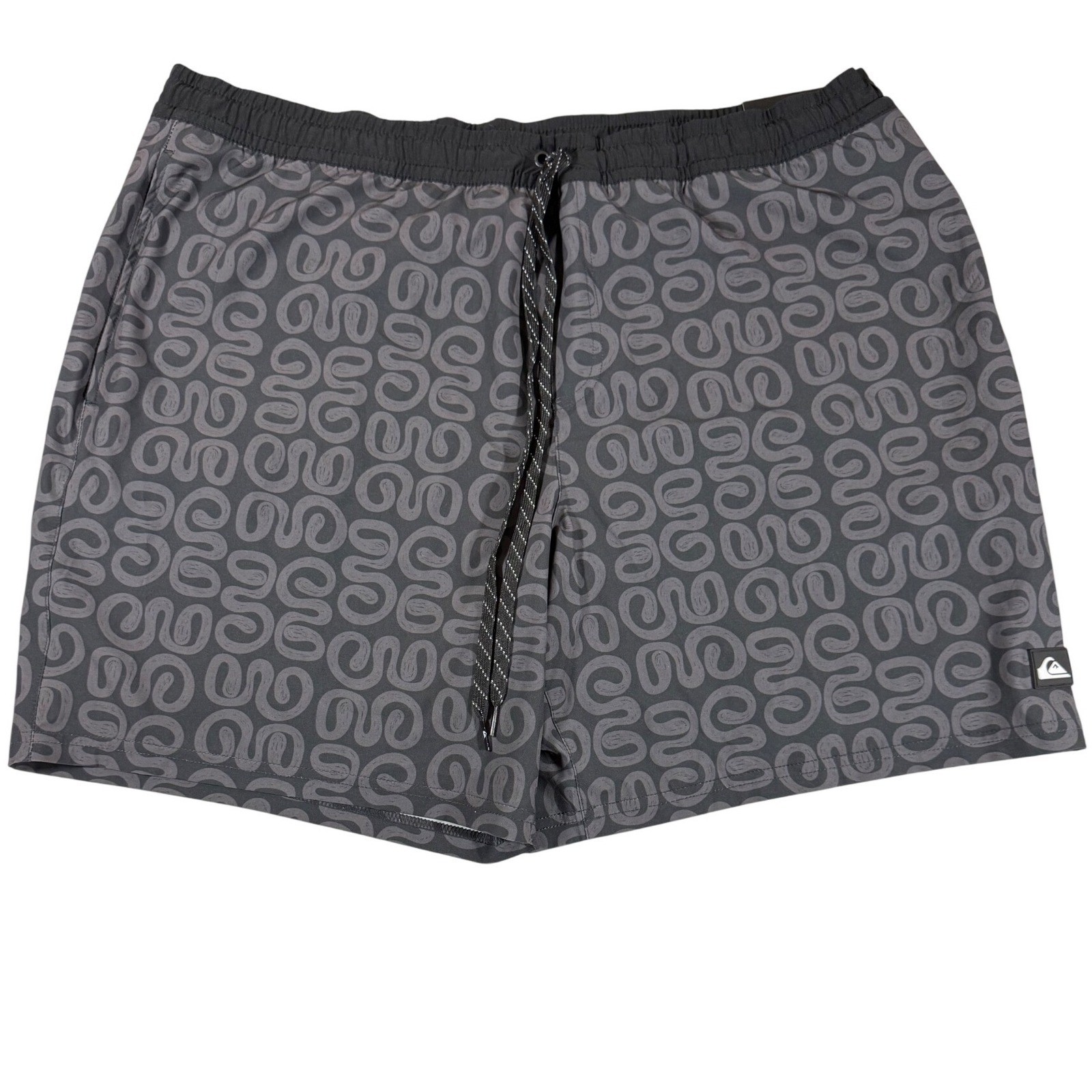 NWT Quiksilver Men's XXL Black Gray Quick Dry Lined Swim Trunks QS001012