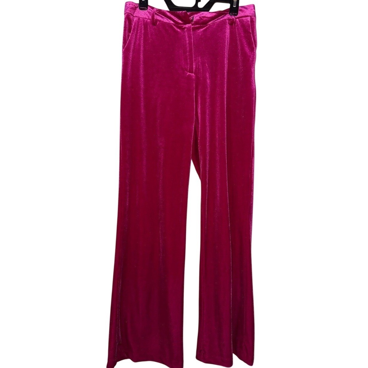 Skies Are Blue Women's M Magenta Velvet Wide Leg Pants NWT 15" Waist 28" Inseam