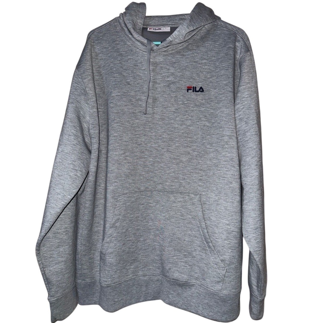 Fila Men's XL Gray Heather Embroidered Logo Pullover Hoodie 24.5" Pit to Pit