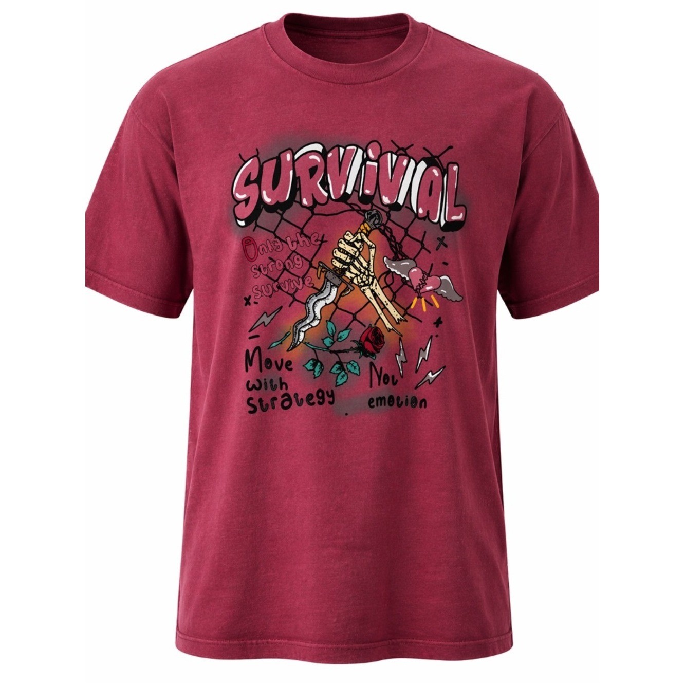 SRVL Survival Men's M Maroon Graphic T-Shirt NWT 100% Cotton