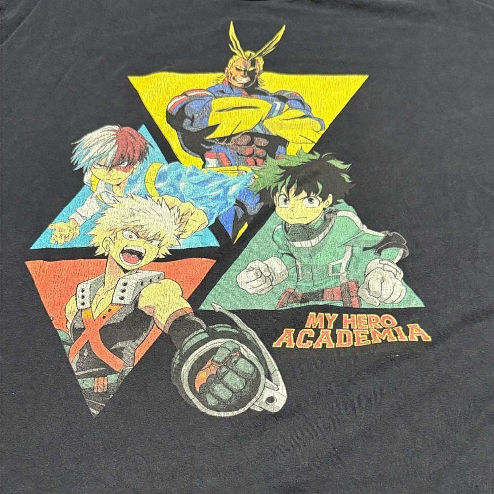 My Hero Academia Boys XL Black Anime Character Graphic T-Shirt 24" P2P