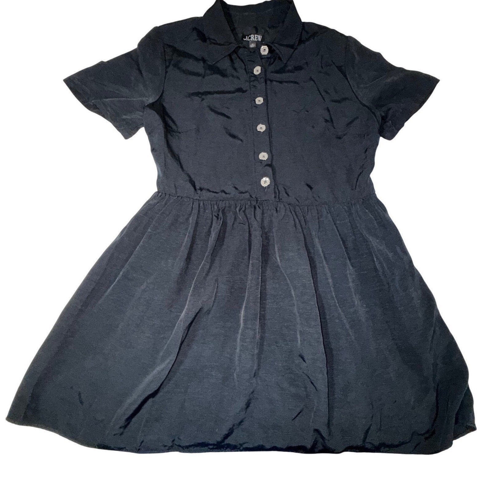 J.Crew Collection CF624 Jewel Button Shirtdress Black Viscose Size 10