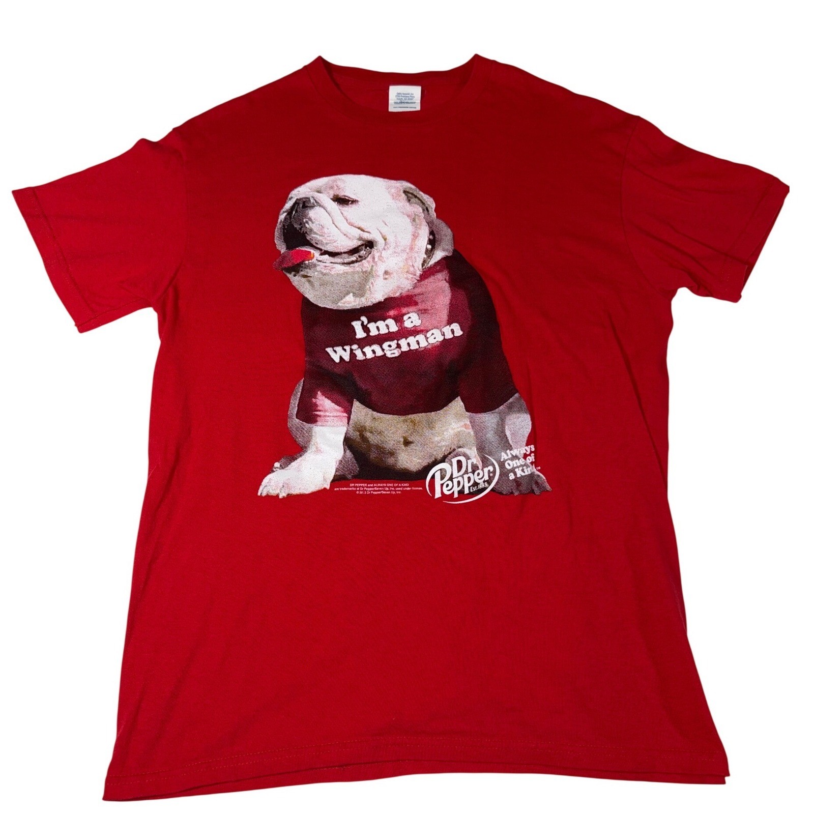 2013 Dr Pepper I'm a Wingman Bulldog Graphic T-Shirt Men's M Red Delta
