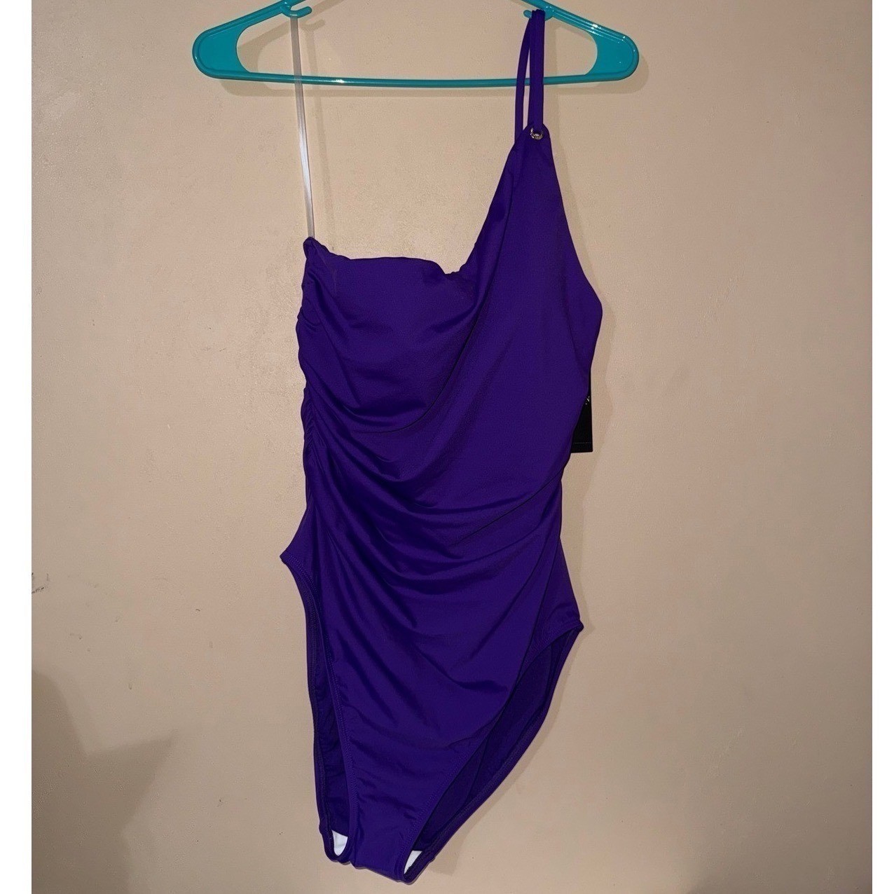 Lauren Ralph Lauren 16 Violet One-Shoulder Ruched Swimsuit NWT 20201004
