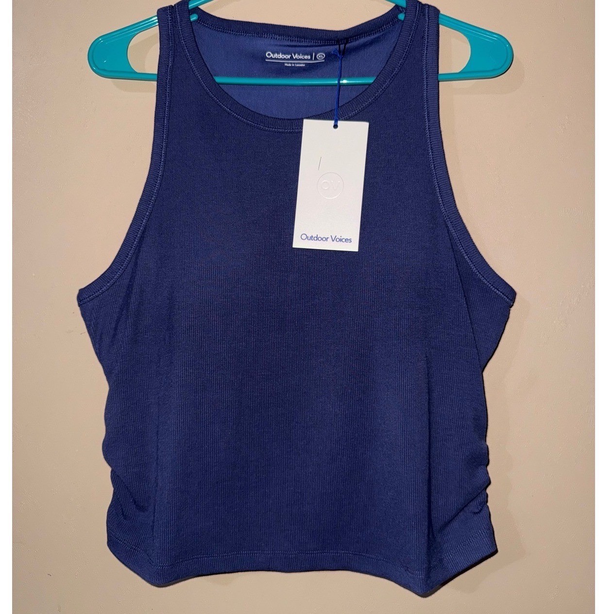 Outdoor Voices Rib Knit Tank Women's XL Peri Night Shelf Bra OV113W NWT