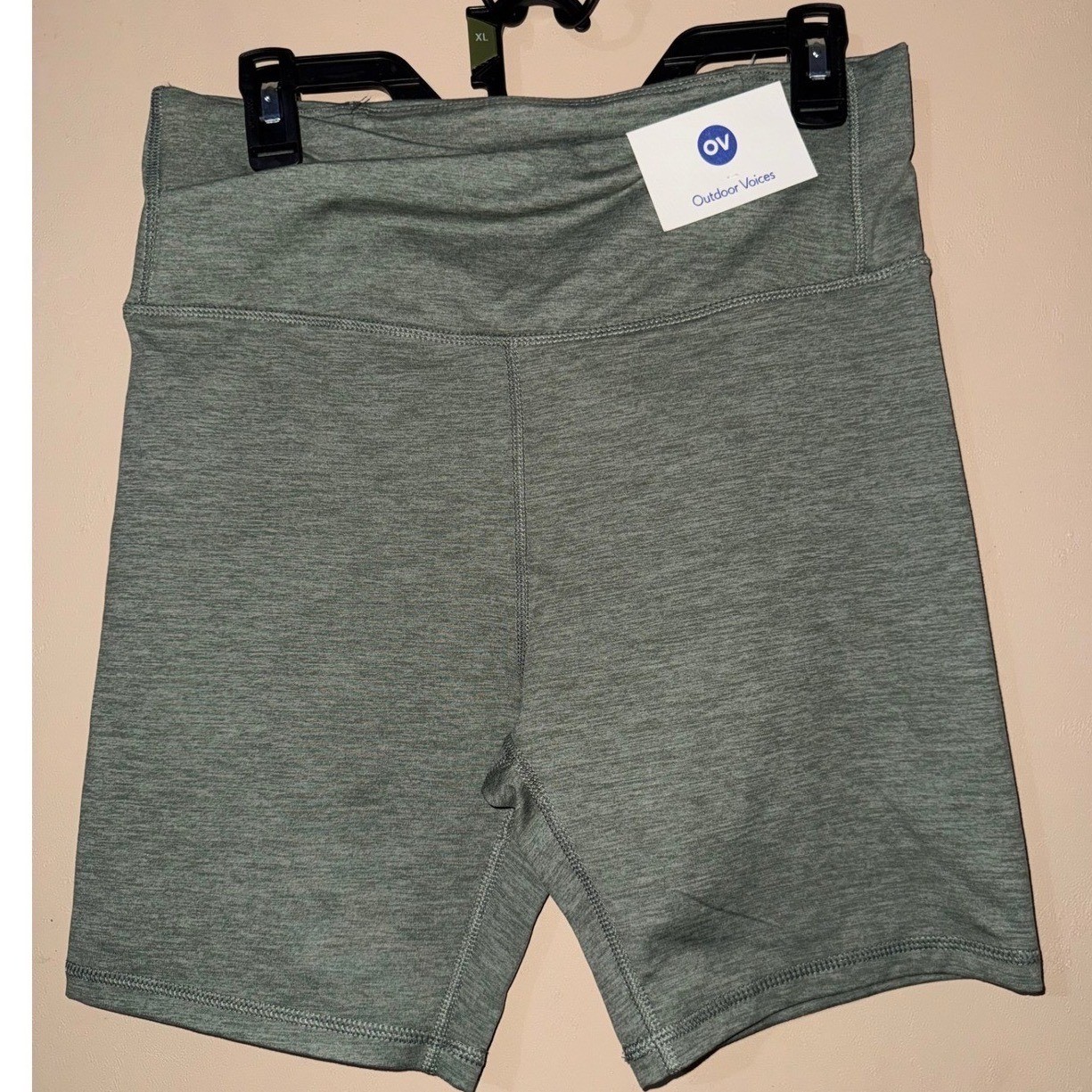 Outdoor Voices TechSweat Women's L Sage Heather 5" Bike Shorts NWT