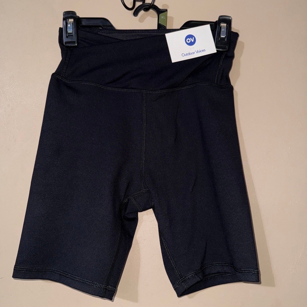 Outdoor Voices Move Free Women XS Black 5" Bike Shorts Crossover Waist NWT