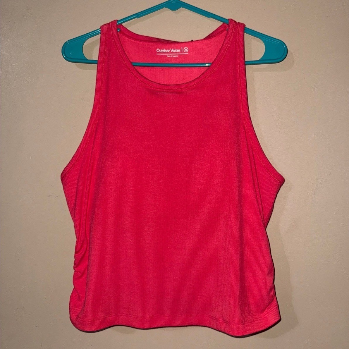 Outdoor Voices Rib Knit Tank Women XL Petunia Pink OV113W Shelf Bra NWT