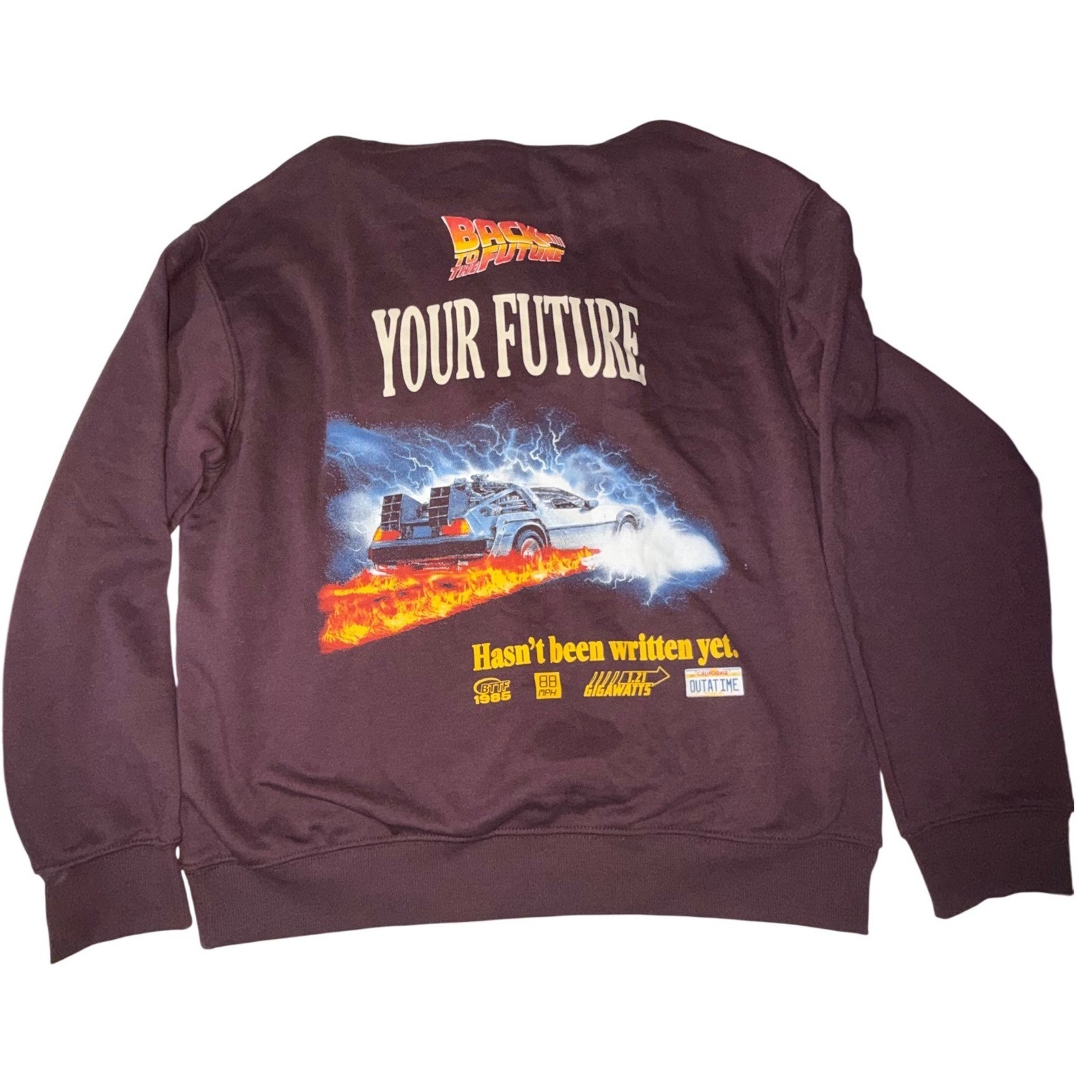 H&M 1065654078 Back to the Future Loose Fit Hoodie Men's M Burgundy DeLorean