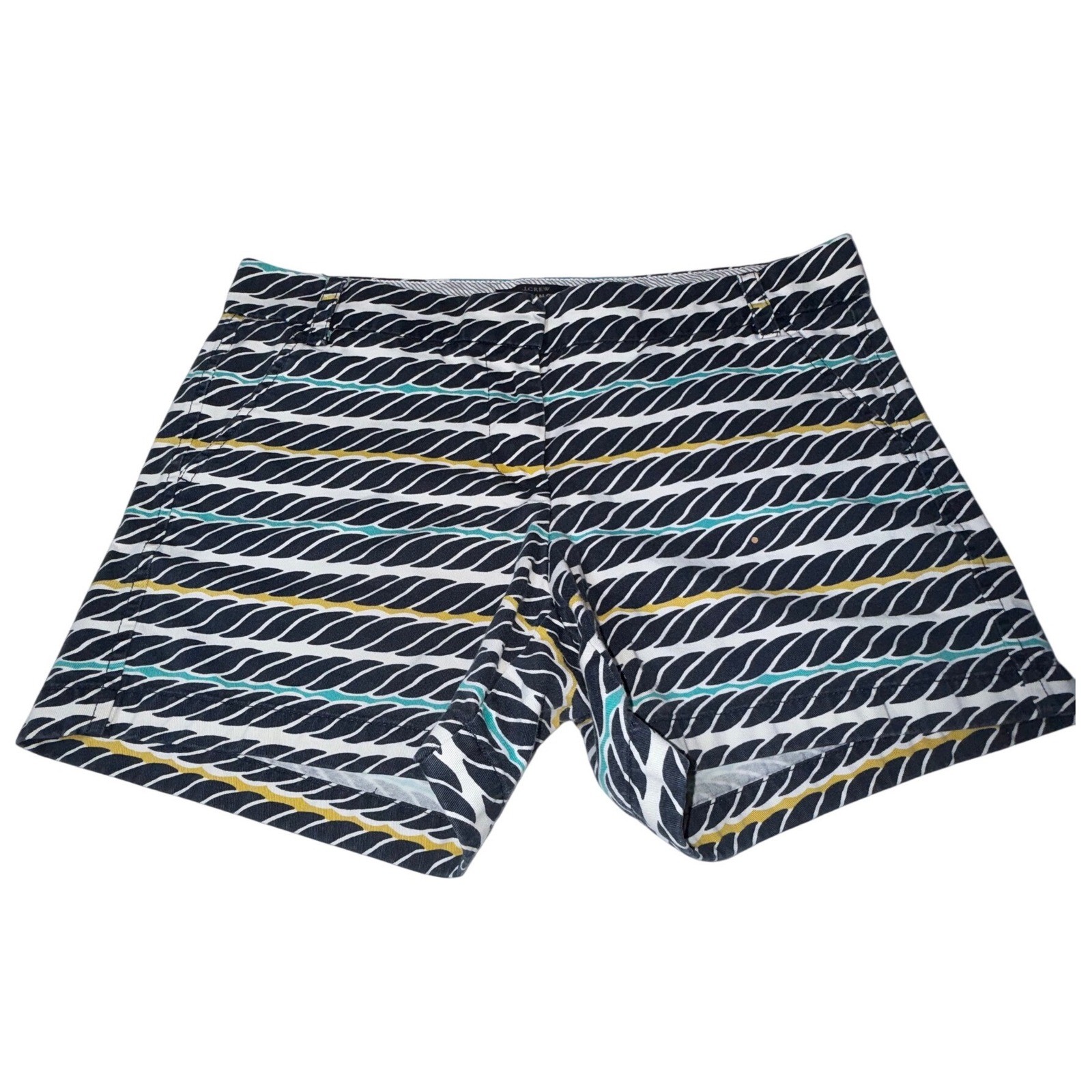 J.Crew Twisted Stripe Shorts Women 10 Navy Cotton A0637 SP14 33x3