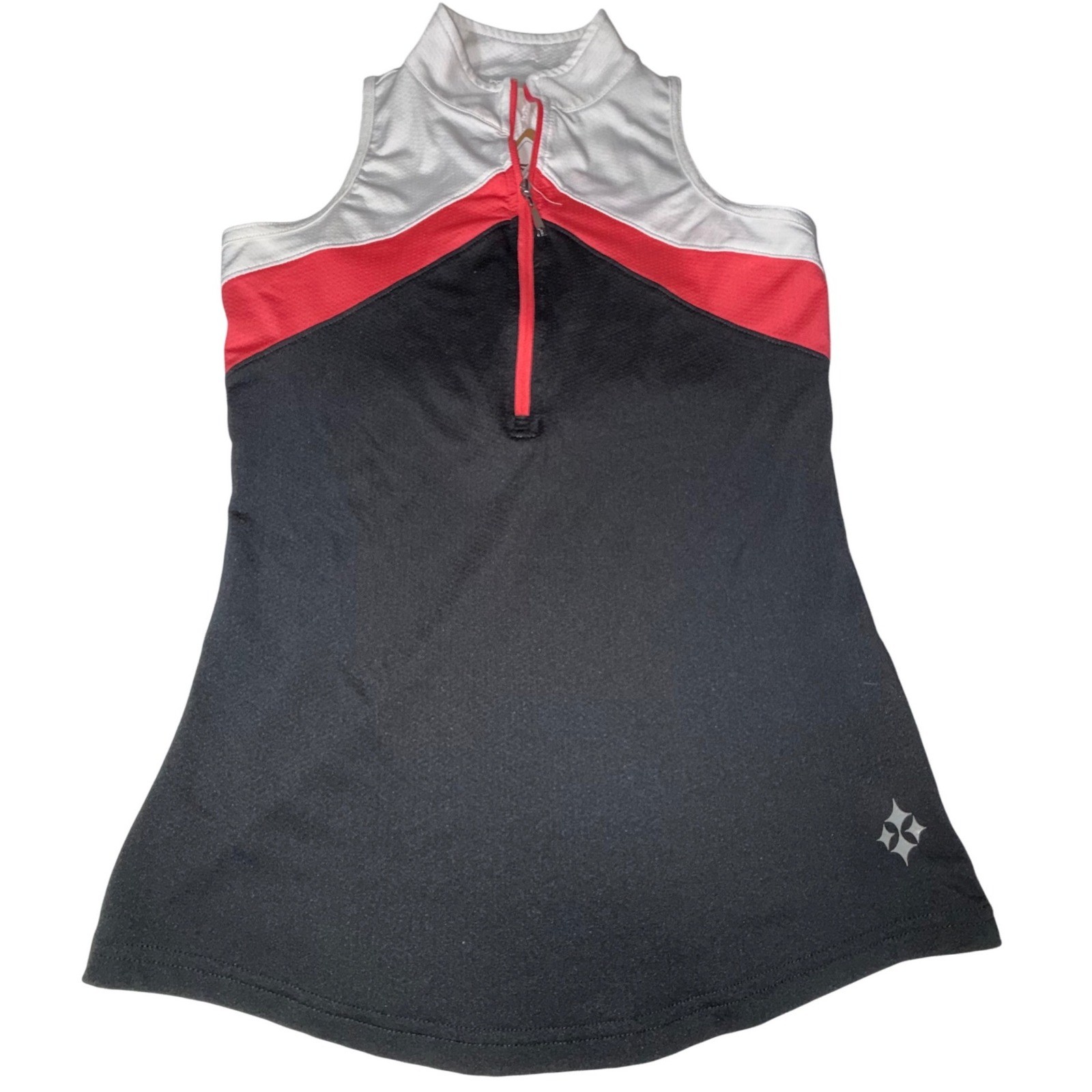 Jofit Womens XS Sleeveless Golf Top Black White Red Colorblock Quarter Zip