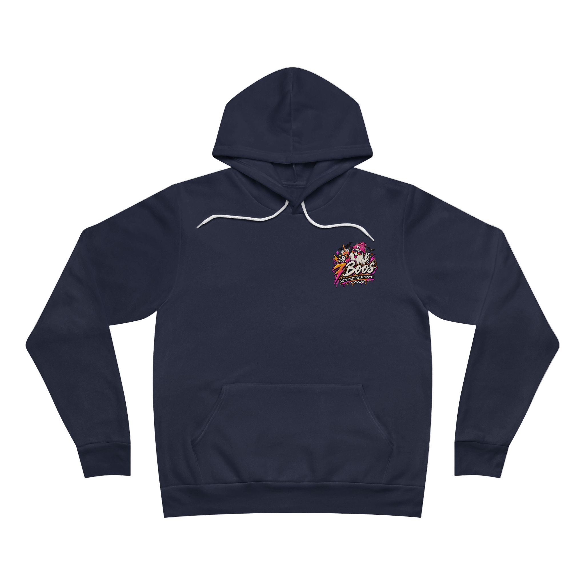 Ghost Arcade Hoodie — "7 Boos" Retro Gaming Horror Pullover in Navy