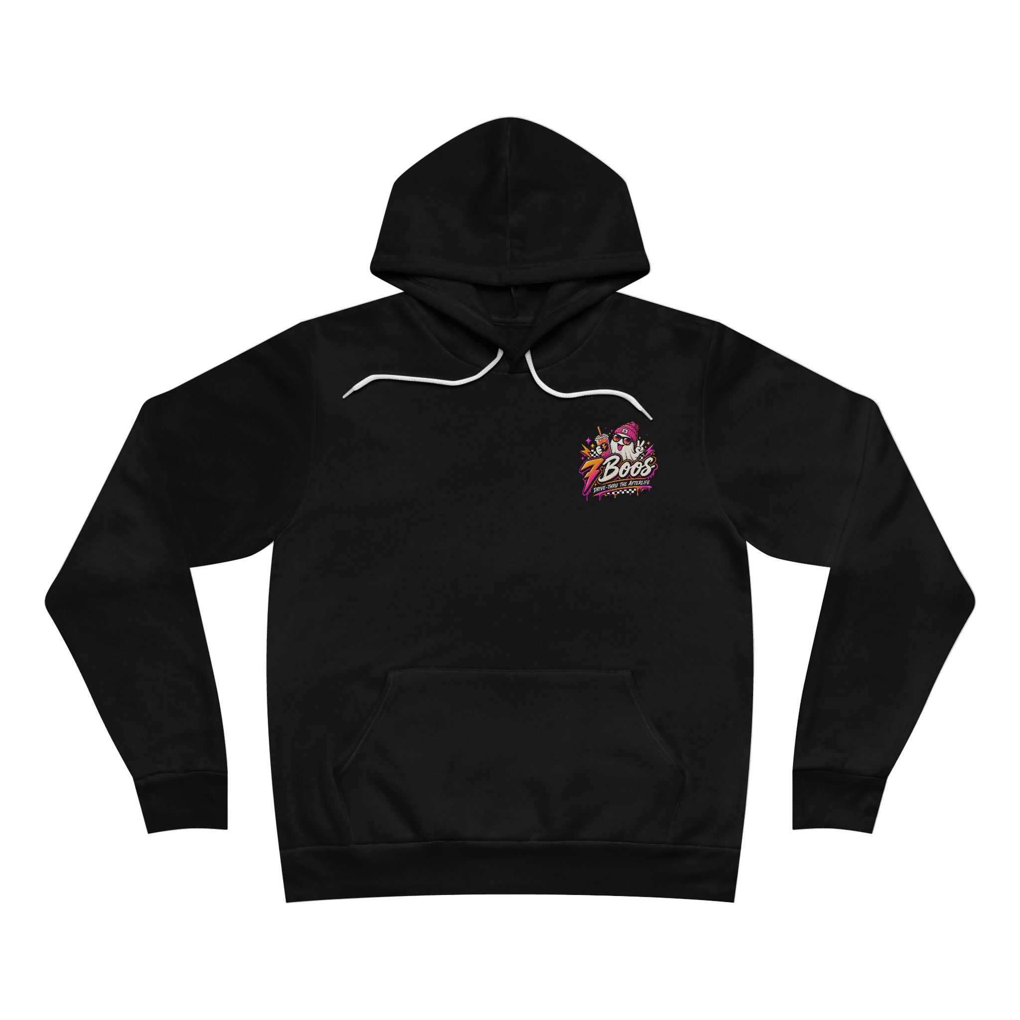 Ghost Arcade Hoodie — "7 Boos" Retro Gaming Horror Pullover in Black