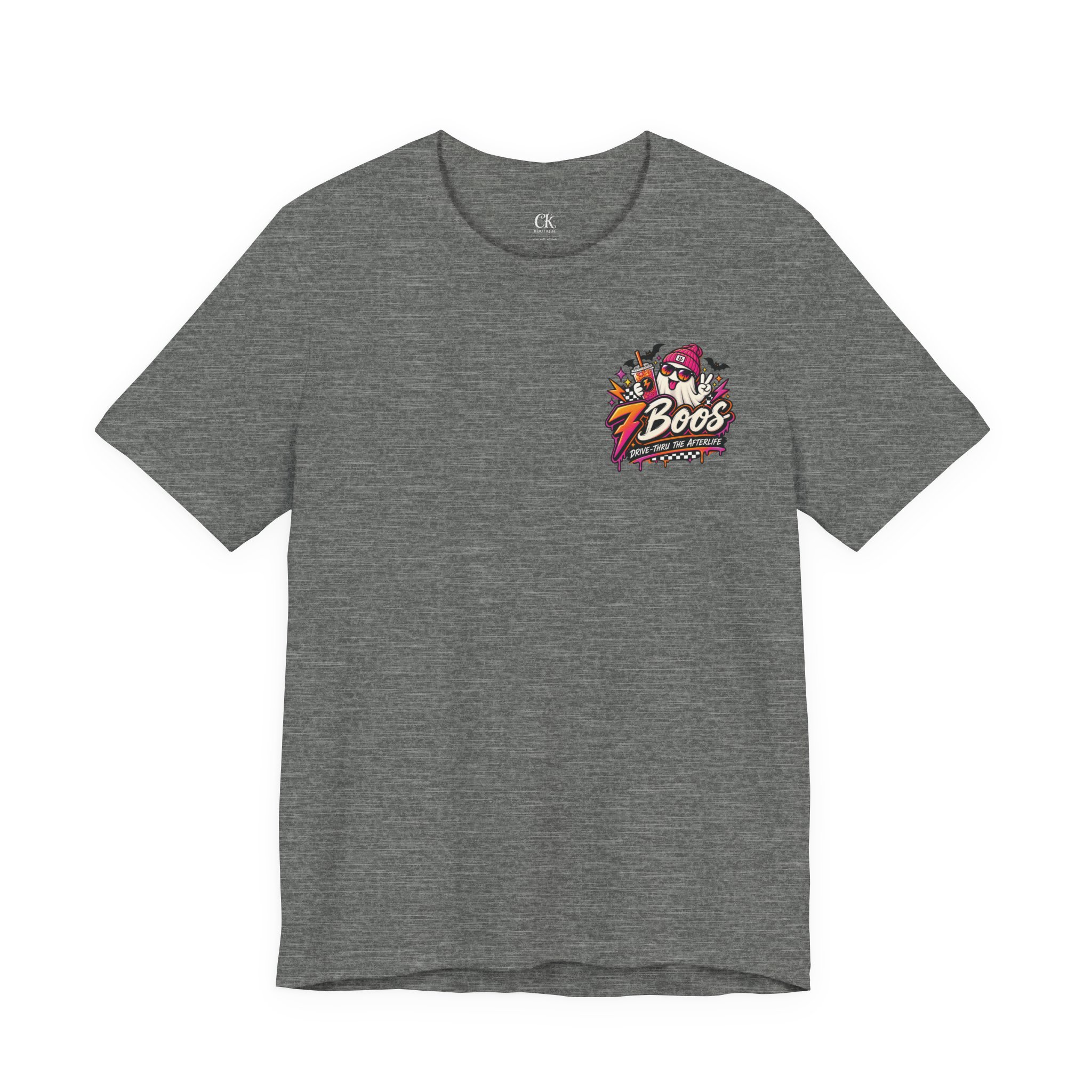 7 Boos Halloween Ghost Drink Tee — Spooky Pumpkin Spice Beverage T-Shirt in Deep Heather
