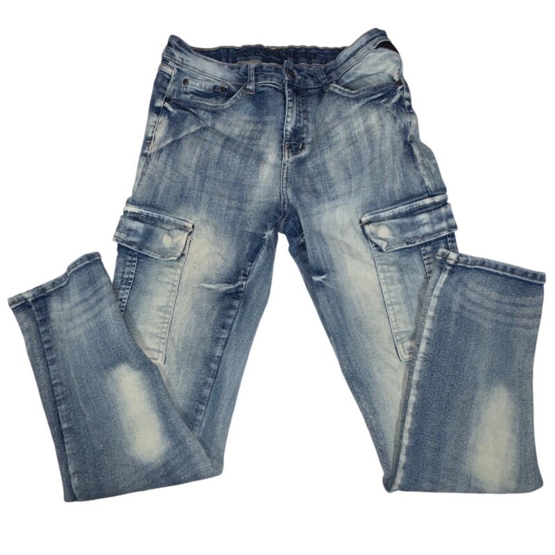 Good Things Last Forever Cargo Jeans Mens 34/30 Blue Light Wash Utility Pockets