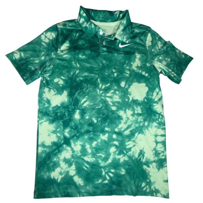 Nike Dri-FIT Tie Dye Polo Shirt Boys Medium Green Short Sleeve Performance