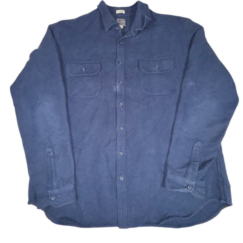 J. Crew Classic The Sporting Life Button Down Shirt Mens XXXLT Navy Blue Knit