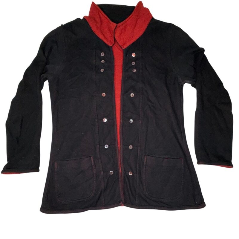Parsley & Sage Reversible Knit Jacket Womens Small Red Black Cotton Rayon Blend