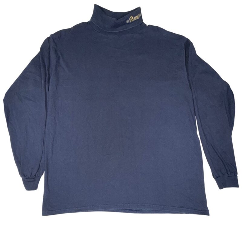 CSA Rams Embroidered Mock Neck Shirt Mens Large Navy Long Sleeve Vintage